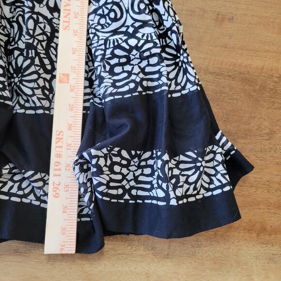 TAYLOR Womens Dress Sz 12 Abstract Floral Black White A Line Cotton Fir Flare - Picture 12 of 12